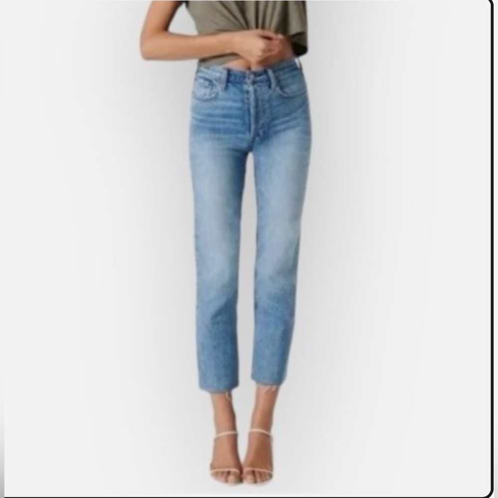 Denim Forum The Arlo High Rise Straight Raw Hem Jeans